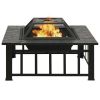 Garden Fire Pit with Poker 31.9"x31.9"x18.5" XXL Steel - Black