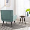 Modern Soft Velvet Material Ergonomics Accent Chair Living Room Chair Bedroom Chair Home Chair With Black Legs For Indoor Home - Mint Green