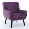 Modern Soft Velvet Material Ergonomics Accent Chair Living Room Chair Bedroom Chair Home Chair With Black Legs For Indoor Home - Lavender purple