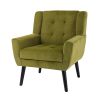 Modern Soft Velvet Material Ergonomics Accent Chair Living Room Chair Bedroom Chair Home Chair With Black Legs For Indoor Home - Green