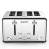 Toaster 4 Slice;  Geek Chef Stainless Steel Extra-Wide Slot Toaster with Dual Control Panels of Bagel/Defrost/Cancel Function(Sliver-Black) - 4