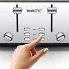 Toaster 4 Slice;  Geek Chef Stainless Steel Extra-Wide Slot Toaster with Dual Control Panels of Bagel/Defrost/Cancel Function(Sliver-Black) - 4