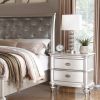 Classic Bedroom Elegant Nightstand Beige / White Finish or Antique Silver 2-Drawers Bed Side Table Plywood - as Pic