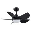 30 In Intergrated LED Ceiling Fan Lighting with Matte Black/ White   ABS Blade - Black