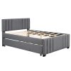 Full Upholstered Platform Bed with Trundle - Grey