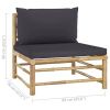 4 Piece Patio Lounge Set with Cushions Bamboo - Dark gray