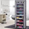 10 Layer 9 Grid Shoe Rack Shelf Storage Closet Organizer Cabinet Multiple Colors - Grey