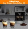 Geek Chef Espresso Machine,Espresso and Cappuccino latte Maker 20 Bar Pump Coffee Machine Compatible with pressure gauge&Milk Frother Steam Wand,stain