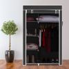 64" Portable Closet Storage Organizer Wardrobe Clothes Rack with Shelves Black  - black