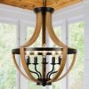 5 - Light Faux Wood Farmhouse Chandelier - as Pic