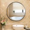 24" Wall Circle Mirror for Bathroom, Black Round Mirror for Wall, 24 inch Hanging Round Mirror for Living Room, Vanity, Bedroom - as picture