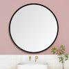 24" Wall Circle Mirror for Bathroom, Black Round Mirror for Wall, 24 inch Hanging Round Mirror for Living Room, Vanity, Bedroom - as picture