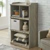 Modern Farmhouse 5 Cube Storage Bookcase with Name Plate, Rustic Gray Finish - rustic gray