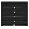 7 Tiers Portable Shoe Rack Closet Fabric Cover Shoe Storage Organizer Cabinet  - Black