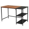 FCH Home Office Computer Desk, Study Writing Desk with Wooden Storage Shelf, 2-Tier Industrial Morden Laptop Table with Splice Board (Vintage Oak Fini