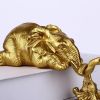 Golden Resin Elephant Sculpture Collectible Figurines Animal Ornaments Cute Bling Elephant Book Decor Presents Antique Gifts - Gold - CN