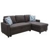 Dark Brown Flannelette 2-Piece Couch Living Room Sofabed - Dark Brown