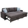 Dark Brown Flannelette 2-Piece Couch Living Room Sofabed - Dark Brown