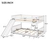 Full over Full Bunk Bed with Convertible Slide and Ladder - White