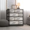 Bedroom 8 Drawer Fabric Dressing Table - Portable Vertical Wardrobe - light wood/black