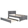 Full Upholstered Platform Bed with Trundle - Grey