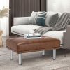 Rectangle Tufted Ottoman with Stainless Steel Legs for Living Room - Brown