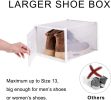 Storage Shoe Box;  Foldable Clear Sneaker Display Box;  Stackable Storage Bins Shoe Container Organizer;  6 Pack - White; X-Large - 6 Pack