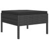 6 Piece Patio Lounge Set with Cushions Poly Rattan Black - Black