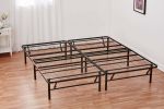 14" High Profile Foldable Steel Queen Platform Bed Frame, Black - Black - Full