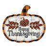 "Happy Thanksgiving" By Artisan Linda Spivey Printed on Wooden Pumpkin Wall Art - as Pic