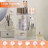 Rotating Makeup Organizer Clear Cosmetic Storage Rack Transparent Jewelry Display Box Case with 4 Trays One 17 Slot Top Shelf - Transparent