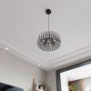 Modern Oblate Black Crystal Chandelier Fixture; Ceiling Pendant light for Living Room; Bedroom; Kitchen; Dining Room; Hallway; Adjustable Color Temper