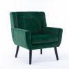 Modern Soft Velvet Material Ergonomics Accent Chair Living Room Chair Bedroom Chair Home Chair With Black Legs For Indoor Home - Retro Green