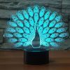 1pc Peacock 3D Illusion Lamps Nightlight With Remote Control, 16 Colors Touch Switch Table Desk Lamps Holiday Xmas Birthday Toys Gifts For Baby Nurser