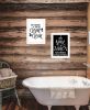 "Clean/Shower Together" 2-Piece Vignette by Fearfully Made Creations; Ready to Hang Framed Print; White Frame - as Pic