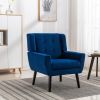 Modern Soft Velvet Material Ergonomics Accent Chair Living Room Chair Bedroom Chair Home Chair With Black Legs For Indoor Home - Blue