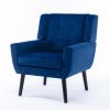 Modern Soft Velvet Material Ergonomics Accent Chair Living Room Chair Bedroom Chair Home Chair With Black Legs For Indoor Home - Blue