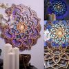 1pc Mandala Wooden Decorative Lamp Yoga Room LED Night Light Multilayered Laser Cut Carved Light Wall Decor For Home Living Room Bedroom Ornament - Bl