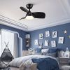 28 In Intergrated LED Ceiling Fan Lighting with Black ABS Blade - Default