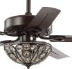 48" Oil Rubbed Bronze 3 Light Wrought Iron LED Ceiling Fan w/Light & Remote - bronze - Metal