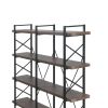 [VIDEO] Home Office 5 Tier Bookshelf; X Design Etageres Storage Shelf; Industrial Bookcase for Office with Metal Frame - as Pic