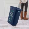 Wheeled Laundry Hamper Plastic, White, Set of 2 - Navy Blue