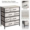 Bedroom 8 Drawer Fabric Dressing Table - Portable Vertical Wardrobe - light wood/black