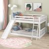 Full over Full Bunk Bed with Convertible Slide and Ladder - White