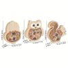 1pc, Creative Wooden Crafts Owl Squirrel Ornaments, Wooden Animal Maple Leaf Acorn Home Decoration, Suitable For Office Decoration, Bedroom Decoration