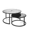 Round Coffee Table Set of 2 Set of 2 Nesting Tables; Metal Frame & Glass Top End Tables for Living Room Bedroom - as Pic