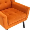 Modern Soft Velvet Material Ergonomics Accent Chair Living Room Chair Bedroom Chair Home Chair With Black Legs For Indoor Home - Orange