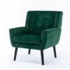 Modern Soft Velvet Material Ergonomics Accent Chair Living Room Chair Bedroom Chair Home Chair With Black Legs For Indoor Home - Retro Green