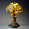 Colored Glass Plant Series Desk Lamp - Flower mushroom table lamp - Battery mounted version