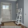 4-Tier Freestanding Ladder Bookshelf with X-Back Frame, Gray - White